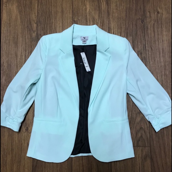 mint blue jacket